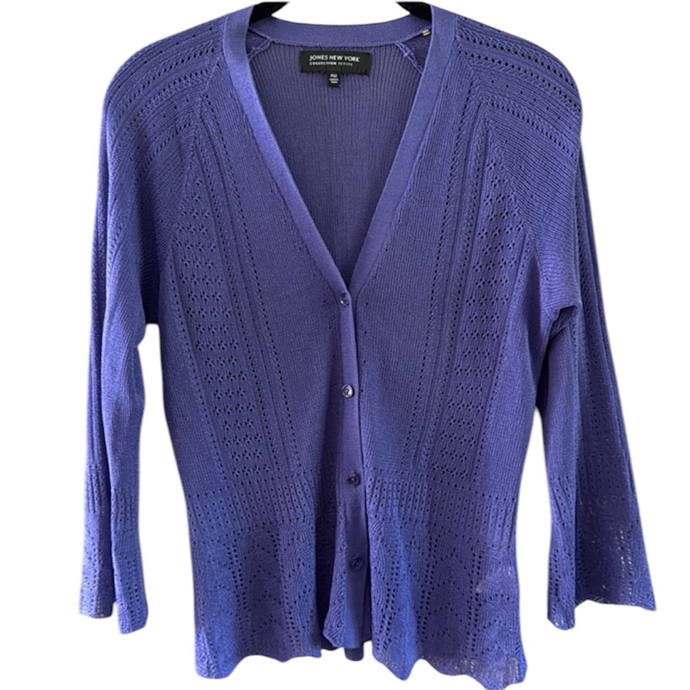 Jones New York Women’s Lightweight Cardigan Sweater 3/4 Sleeves PM